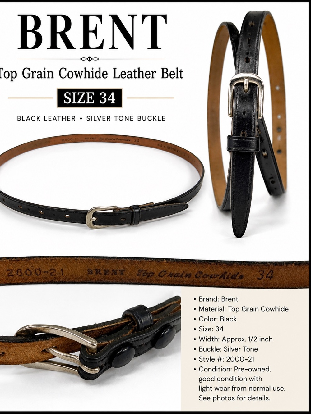 Classic Men's Leather Belt in Black